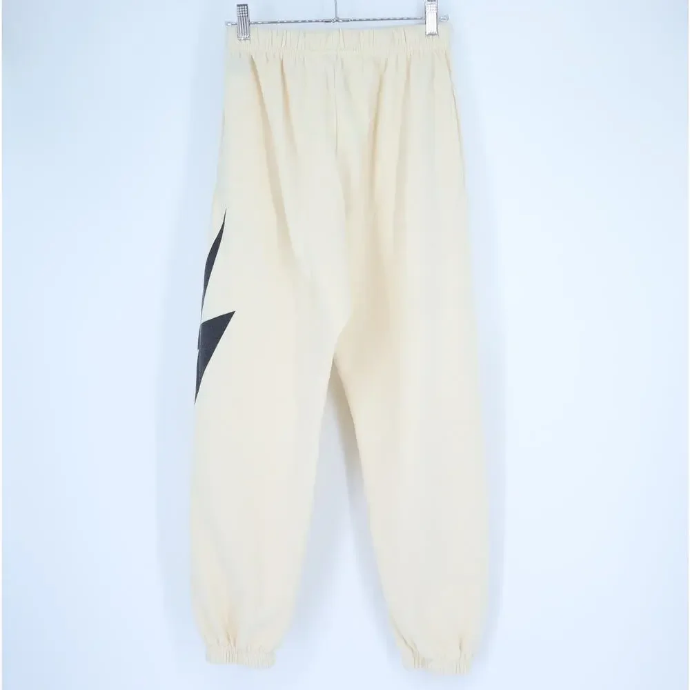Aviator Nation Cream Track Joggers with Black Chevron